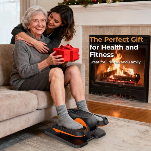 HTM Under Desk Elliptical Machine - Electric Elliptical Exerciser for Seniors, Pedal Exerciser 12 Speeds Portable Seated Pedal Exerciser with Remote Control Home Workout Exercise Equipment