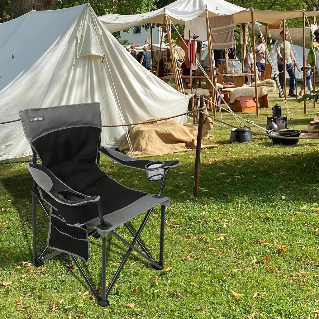 Skiennix Oversized Portable Camping Chair - Collapsible Design with Pocket & Cup Holders | Ideal for Outdoor Adventures