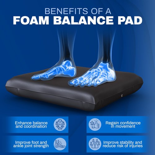 Skil-Care Balance Stability Foam Pad, 17.5” x 15.5”, Non-Slip Surface for Rehabilitation, Physical Therapy, Closed-Cell Foam with Wipe-Clean Vinyl Cover, Latex-Free, 555103
