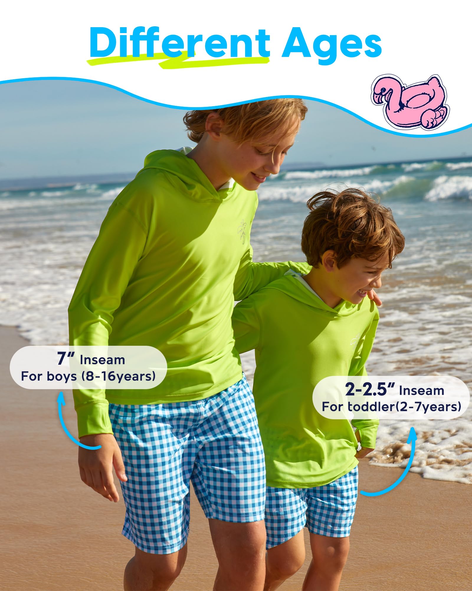 maamgic Boys Swim Trunks with Compression Liner 4-Way Stretch Quick Dry Bathing Suit Toddler Beach Shorts Blue White Stripes 5-6 Years