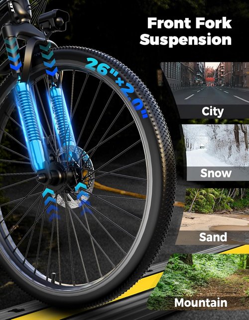 Misodo Electric Bike | 1500W Peak Mountain Ebike with 25 MPH Speed & 65 Miles Range - 26" Removable Battery