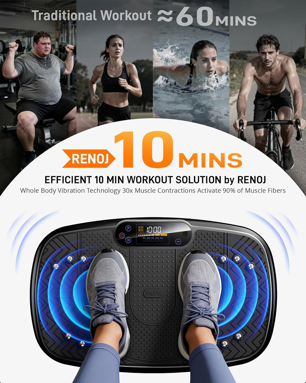 Vibration Plate Exercise Machine - 330lb Full Body Shaker for Weight Loss & Lymphatic Drainage | Home Gym with Speaker & 2 Bands