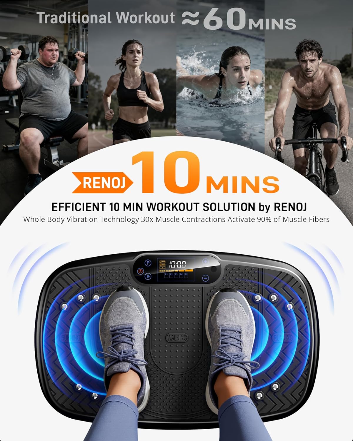 Vibration Plate Exercise Machine - 330lb Full Body Shaker for Weight Loss & Lymphatic Drainage | Home Gym with Speaker & 2 Bands