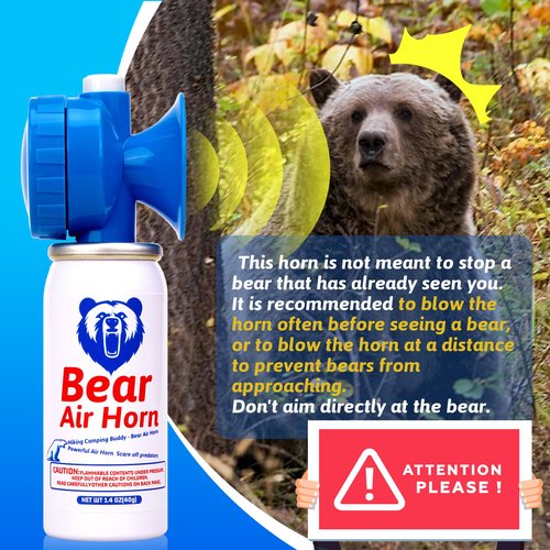 1.4oz Bear Horn for Self Defense, 123dB Loud Mini Air Horn, Audible Up to 1/2 Mile, Safety Air Horn for Hiking,Camping and Outdoor Protection (2pcs)