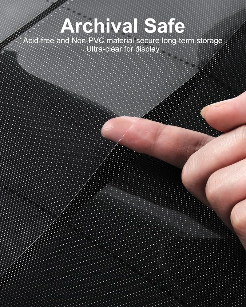 GEAoffice 9-Pocket Card Binder - 576 Card Capacity, Side-Loading PU Zip Binder with Handle (Black)