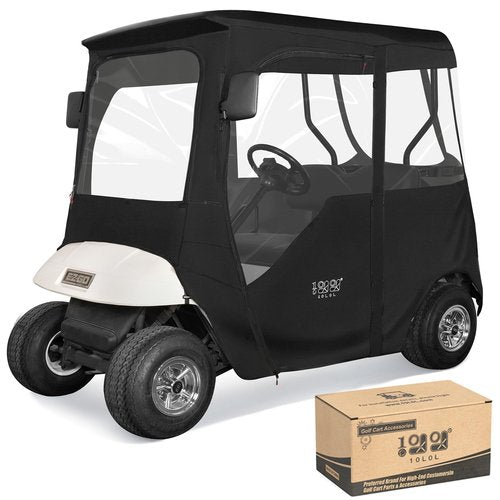 10L0L 2 Passenger Golf Cart Driving Enclosure for EZGO TXT/RXV Model, 4-Sided Clear Window 600D Rain Cover All Weather Windproof Waterproof Snow-Proof - Deluxe Edition