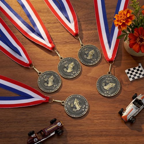 Cunno 48 Pcs Scout Car Derby Medals - Gold Trophies with Neck Ribbons for Team Sports Awards