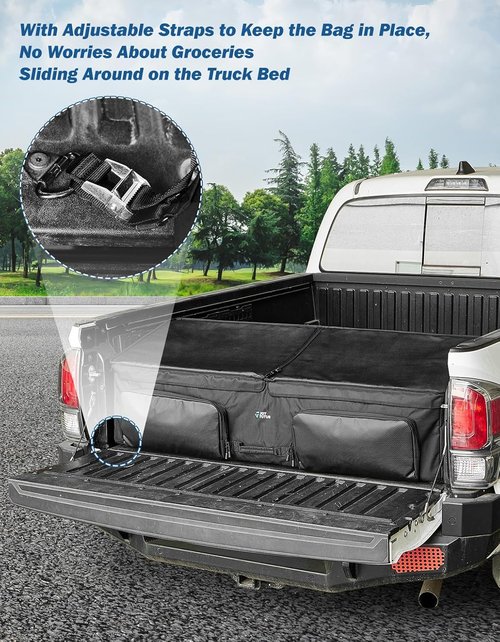 JOYTUTUS Truck Bed Cargo Box Organizer - Easy Access Storage Bag for Groceries & Golf Gear