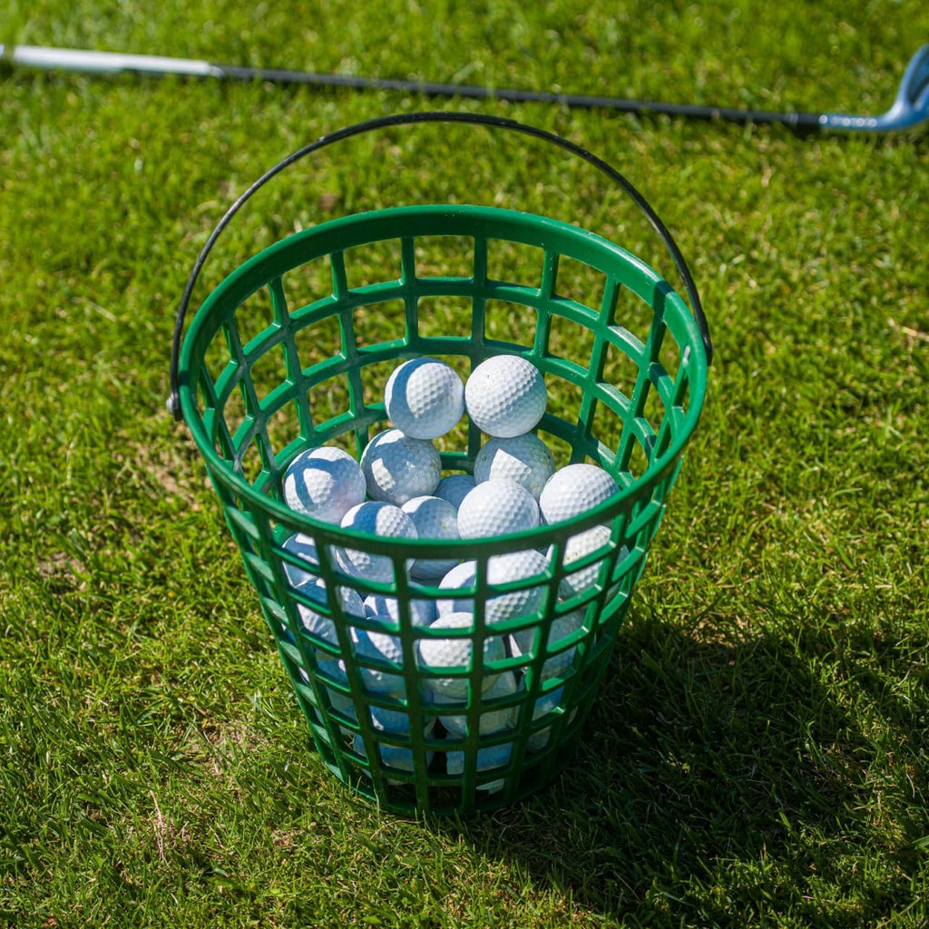 VANZACK Golf Ball Basket - Durable Plastic Container with Handle | Holds 100 Balls - Green