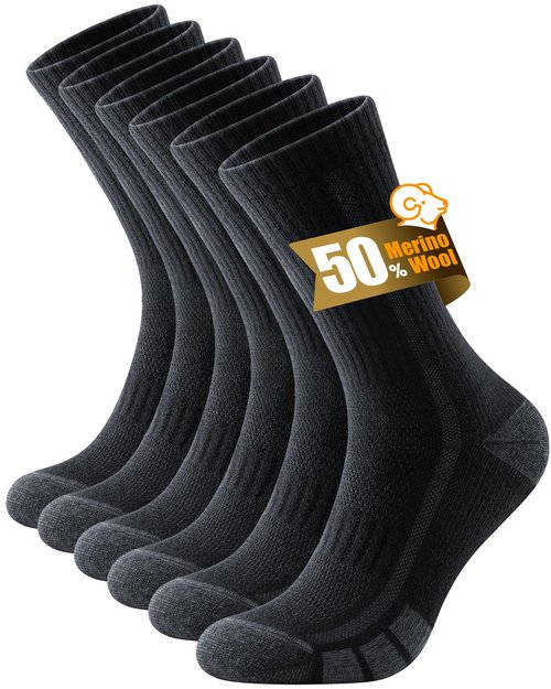 RUIXUE Merino Wool Hiking Socks for Men Women | OEKO-TEX & GRS Certified | Seamless Toe, Terry Cushioned, Odor-Resistant, Breathable Soft Stretch Thermal Warm Boot Sock - 3 Pairs