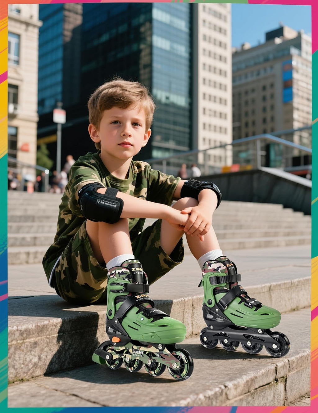 2PM SPORTS Inline Skates - Adjustable Light-Up Roller Skates for Kids Ages 5-12 | Indoor/Outdoor Use