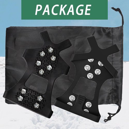 Ice Cleats Snow Traction Cleats Crampons for Shoes and Boots Non-Slip Overshoe Crampons for Women Men Walking on Snow and Ice(L)