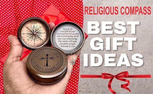 Engraved Compass by Trust in The Lord | Proverbs 3:5-6 Quote with Wooden Box & Greeting Card - Perfect Graduation Gift for All