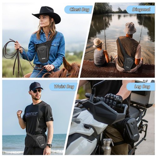 flintronic Motorcycle Leg Bag, Thigh Bag, Motorcycle Cycling Drop Leg Bag, with Headphone Jack, Waterproof Multi-Function Leg Fanny Pack for Men Women Cycling Running Traveling and Fishing