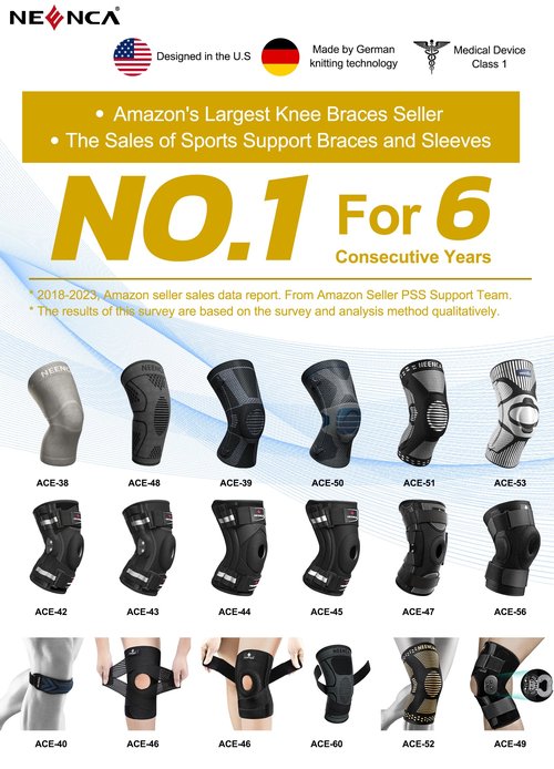 NEENCA Upgraded Thin Knee Brace for Women/Men, Compression Knee Support with Gel Pad & Spring Stabilizers. Knee Sleeve for Meniscus Tear, ACL, PCL, Arthritis, Joint Pain Relief, Runner, Workout, Sport