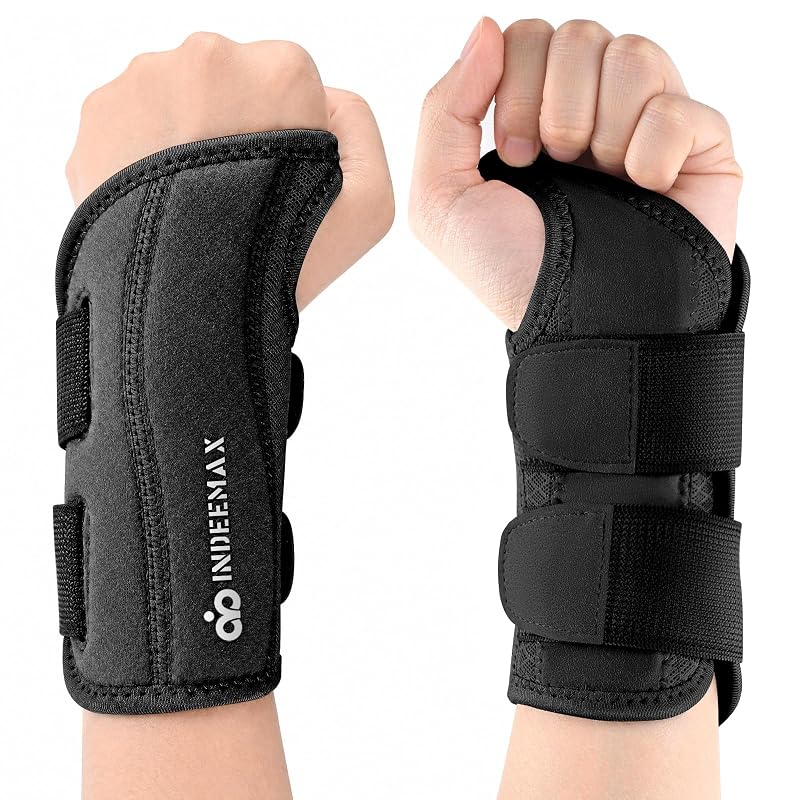 Copper Compression Wrist Brace - Adjustable Copper Infused Support for Carpal Tunnel, Arthritis, Tendinitis, Right Hand, S/M, Black
