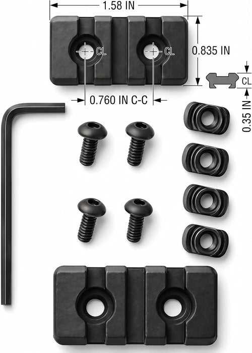 Gotical 9 Slots Picatinny Rail Section - M Lok Handguard Accessory | Set of 2, Black