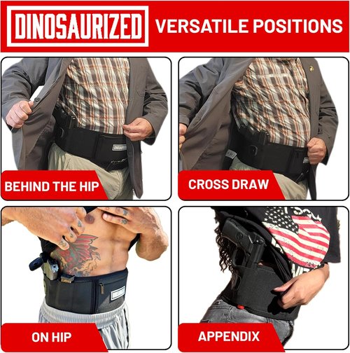 Dinosaurized 3-in-1 Holster - Comfortable Neoprene Waistband for Glock, Smith & Wesson, Taurus | Ideal for Running & Hiking