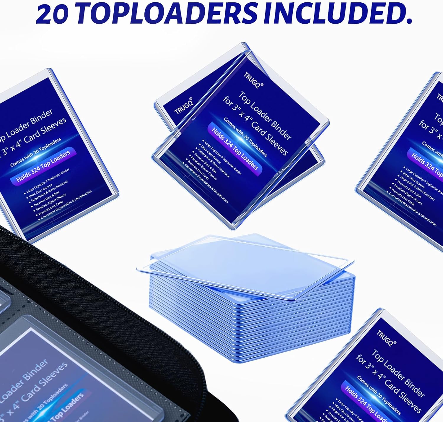 Skiennix Card Sleeve Combo - 200 Hard Plastic & 200 Soft Sleeves with Toploader Binder & 20 Holders