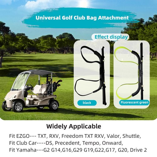 DoonMi Universal Golf Bag Holder Attachment No-Drilling Required for EZGO, Club Car, and Yamaha, Adjustable Rear Seat Golf Cart Club Holder.