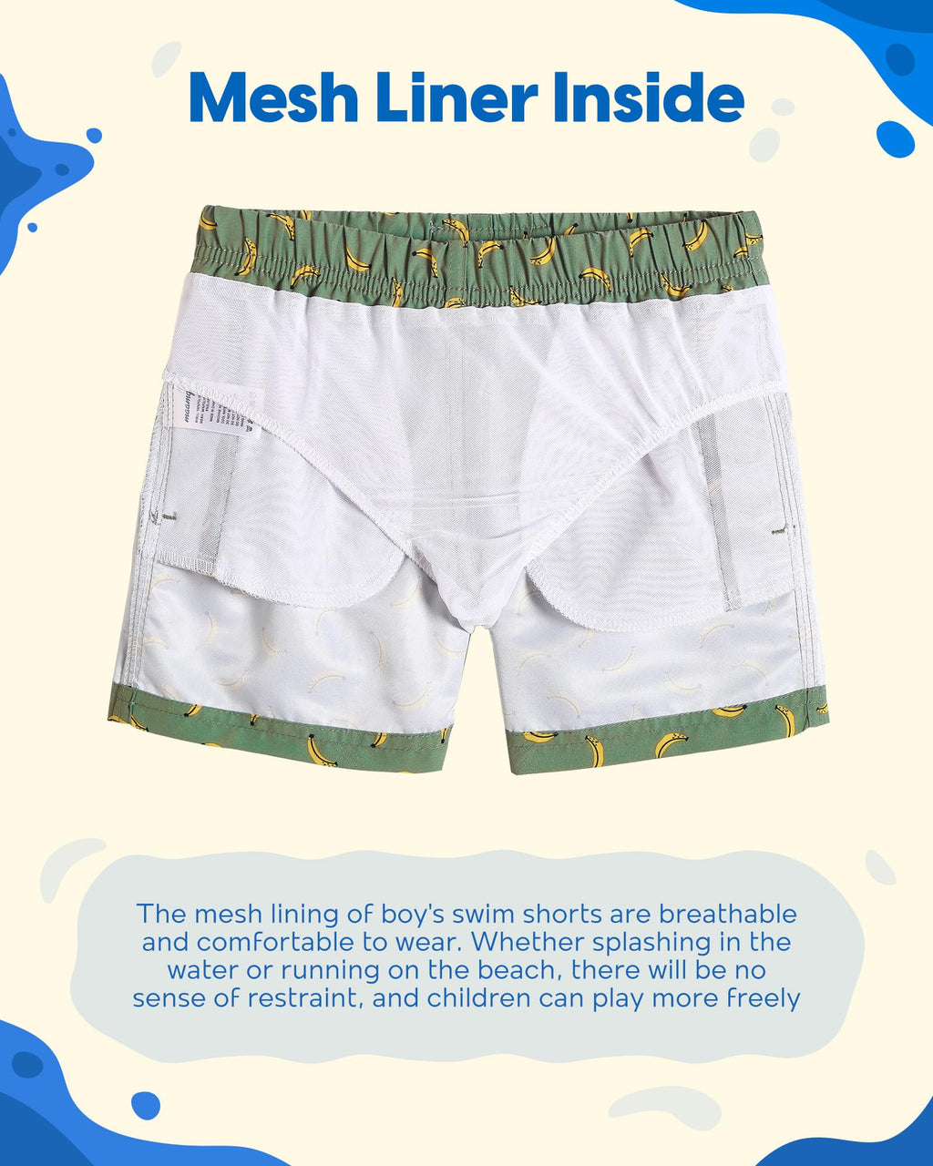 maamgic Boys Swim Trunks Toddler Swim Shorts Little Boys Bathing Suit Swimsuit Toddler Boy Swimwear,Banana-Matcha Green,10 T
