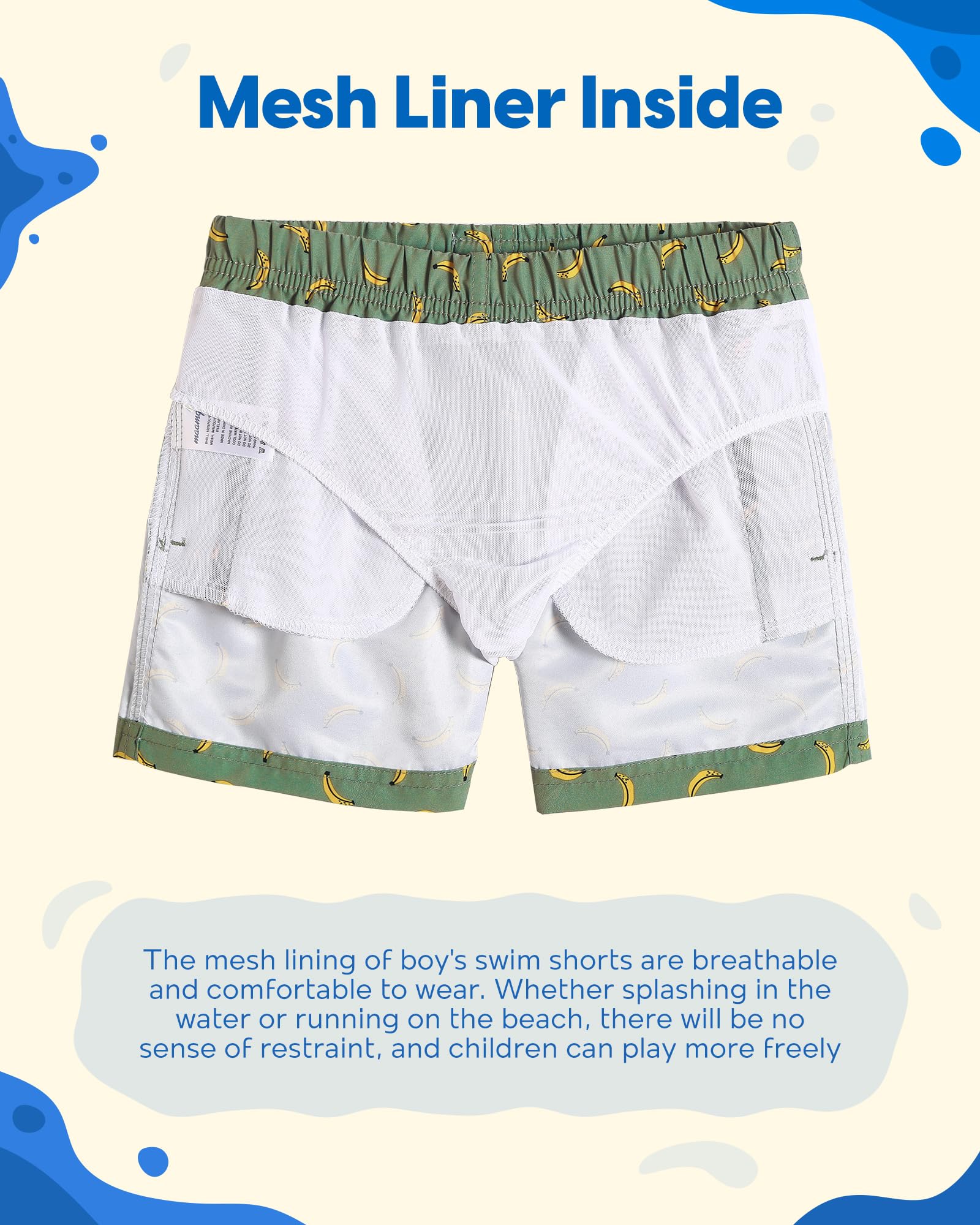 maamgic Boys Swim Trunks Toddler Swim Shorts Little Boys Bathing Suit Swimsuit Toddler Boy Swimwear,Banana-Matcha Green,10 T
