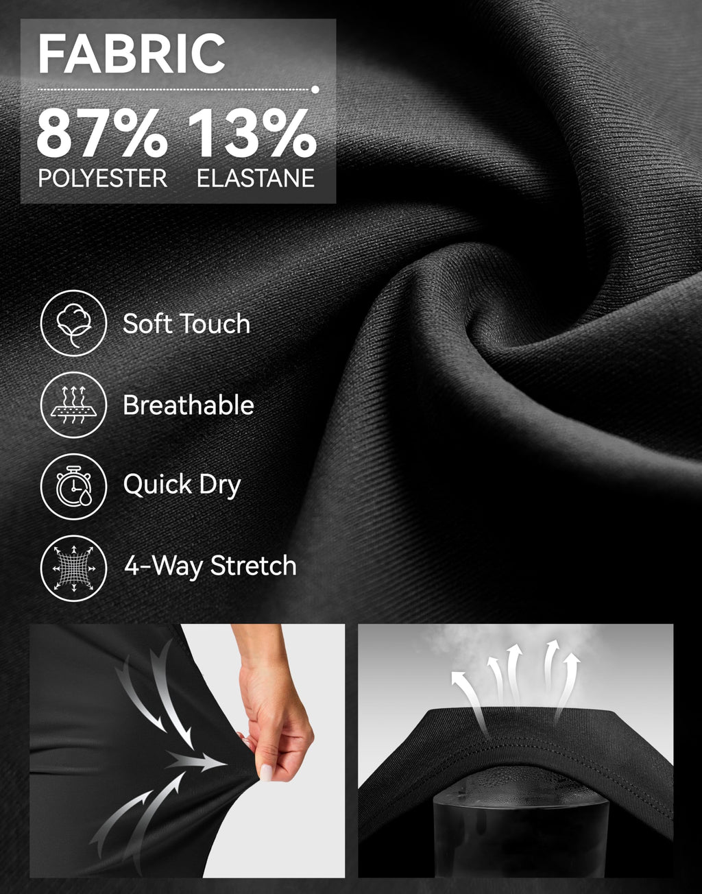 G Gradual Bermuda Shorts for Women with Pockets 10" Knee Length Womens High Waisted Long Shorts for Walking Athletic Workout(Black,L)