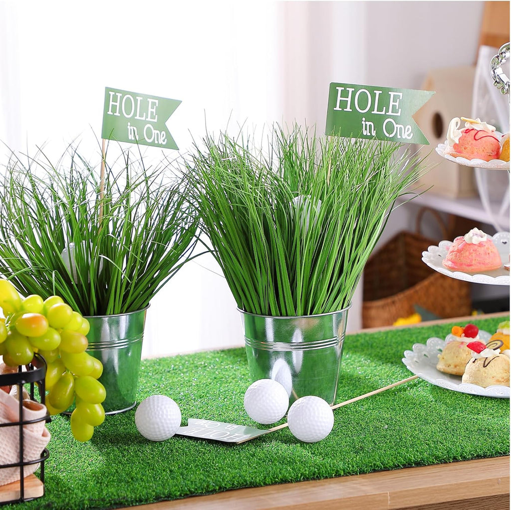 Soulchen Golf Party Table Decorations Kit - 6 Iron Buckets, 12 Mini Golf Balls & 6 Flags | Classic Design