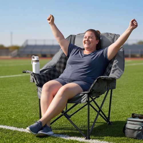Huskfirm Oversized Camping Chairs for Adults Folding Padded Camping Chair Heavy Duty XL Camping Chair - 400LBS Support Lawn Chairs for Outdoor Sports Beach Fishing with Cup Holder & Carry Bag