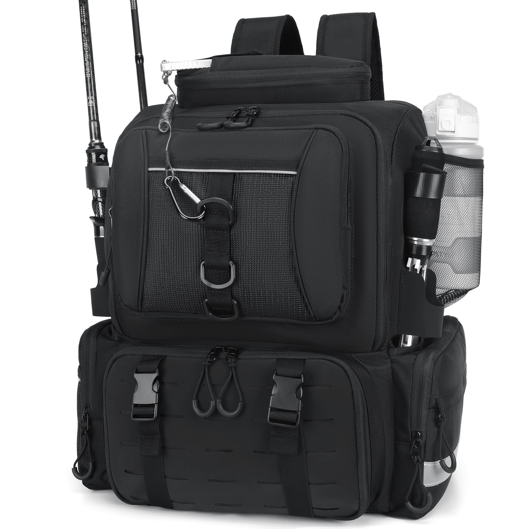 WANOON Fishing Backpack,Tackle Bag,with Tackle Boxes. Large Fishing Bag, Strong Materials