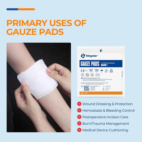 100Pcs Sterile Gauze Pads - 4x4 Inch, 12-Ply, Highly Absorbent Cotton for Wound Care