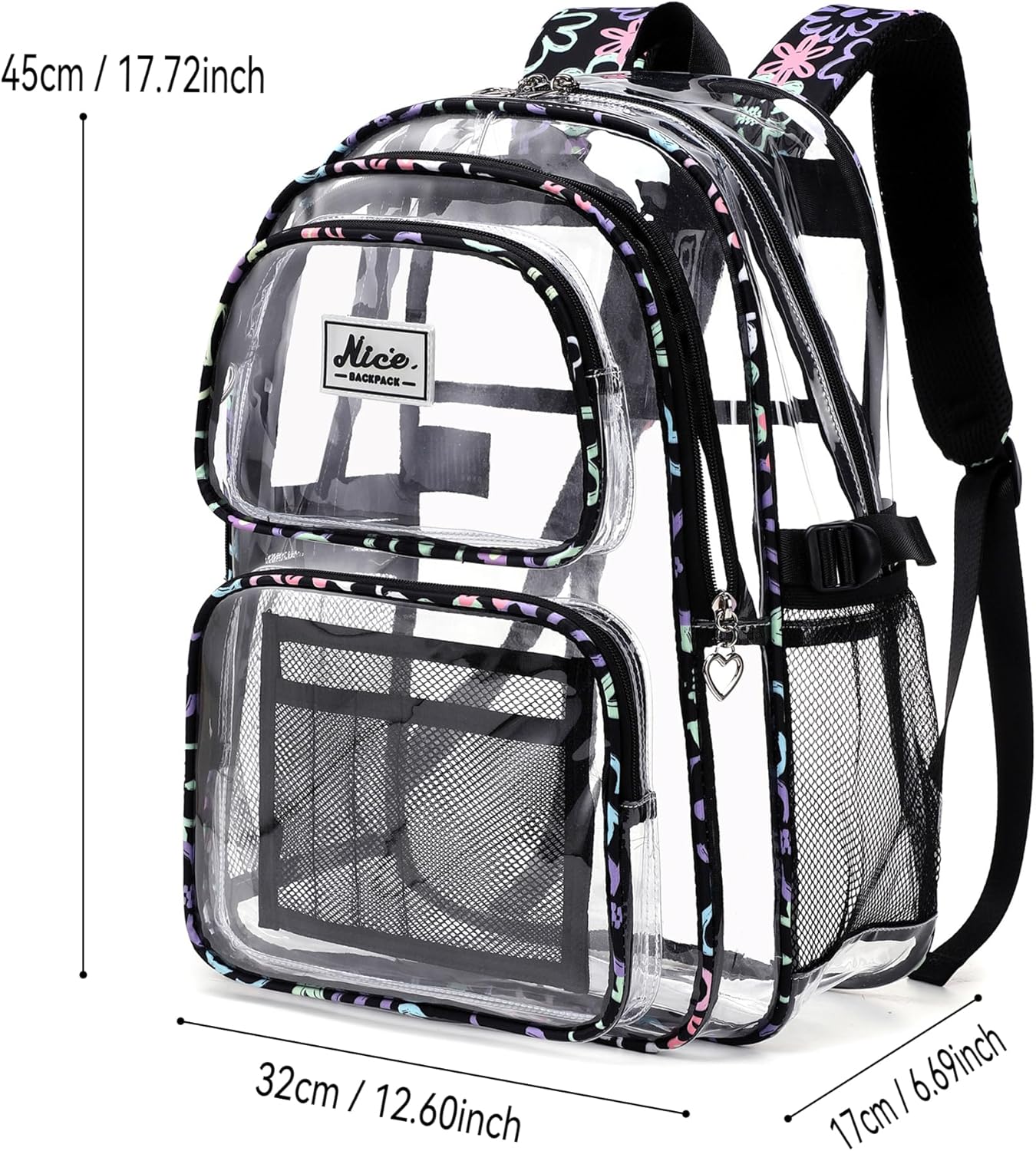 OKKID Heavy Duty Clear Backpack - Transparent Bookbag for School Girls | Durable See-Through Design
