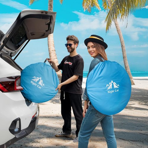 Night Cat Beach Tent - Large Pop-Up Sun Shade Shelter for 2-4 People | Ideal for Picnics & Sports