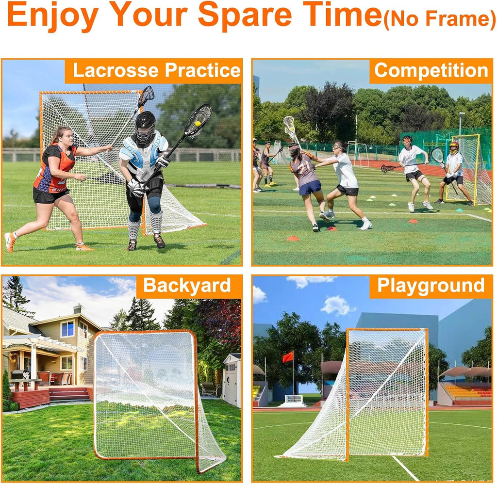 Skiennix Heavy Duty Lacrosse Goal Net - 6' x 6' x 7' with Installation Tool & Lacing Rope