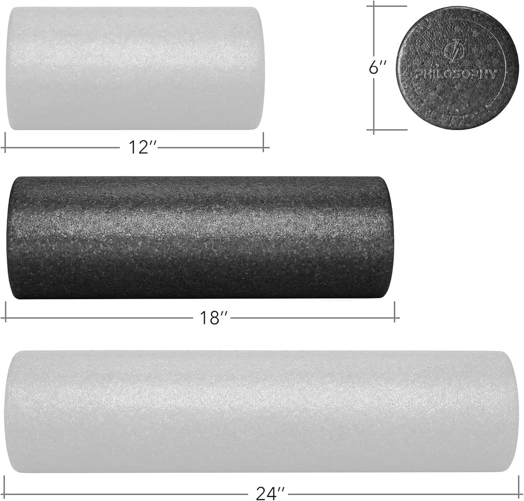 Philosophy Gym High-Density Foam Roller - 18" Round for Exercise, Massage & Muscle Recovery - Black