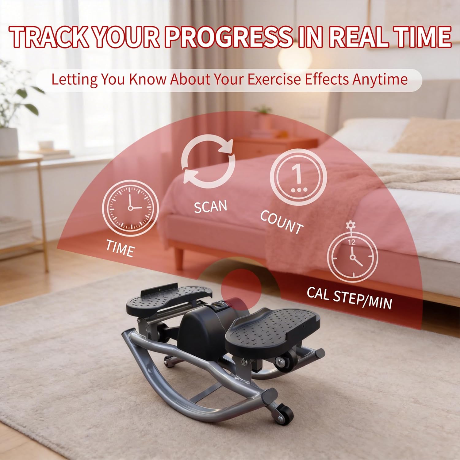Rock Stepper | Low Impact Side-to-Side Workout Machine - 330LBS Capacity with Resistance Bands & Non-Slip Mat