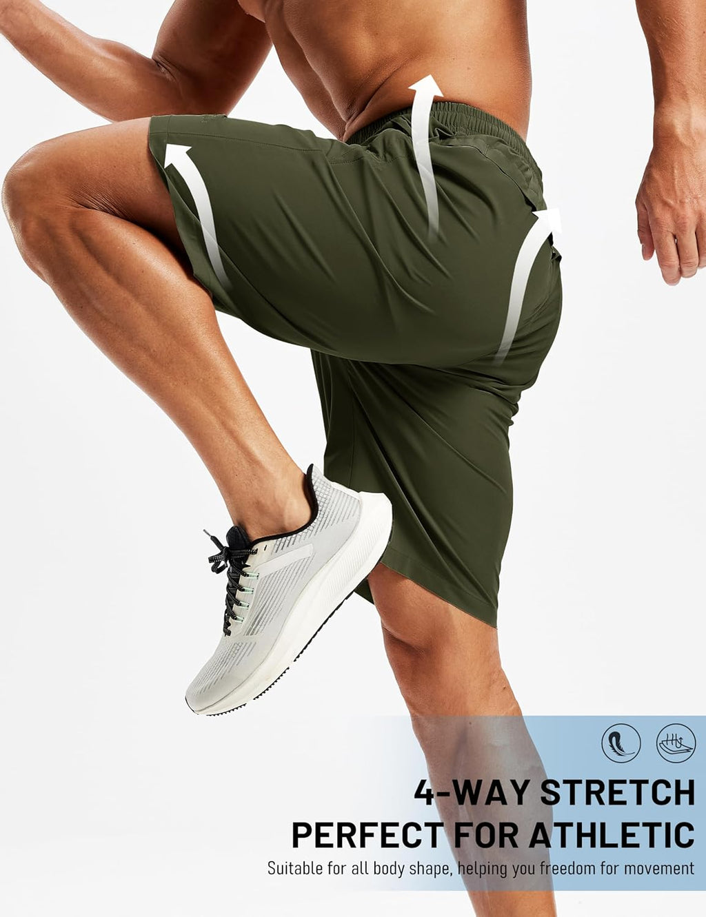 TACVASEN Men's Running Shorts - Quick Dry Lightweight Athletic Gym Shorts with 3 Zipper Pockets | 9" Length