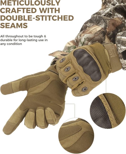 KEMIMOTO Tactical Gloves - Touchscreen Motorcycle Gloves with Hard Shell & Palm Padding | Perfect for Cycling, Hunting, and Hiking
