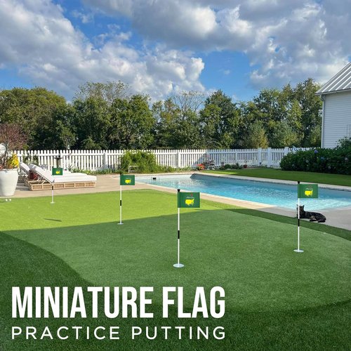 CoGolfing Major Golf Flag Mini, 8x6 Inch, Double-Sided Silk-Screened, Fade-Resistant 420D Nylon, Ideal for Backyard Practice Putting Green, Green, 1-Pack