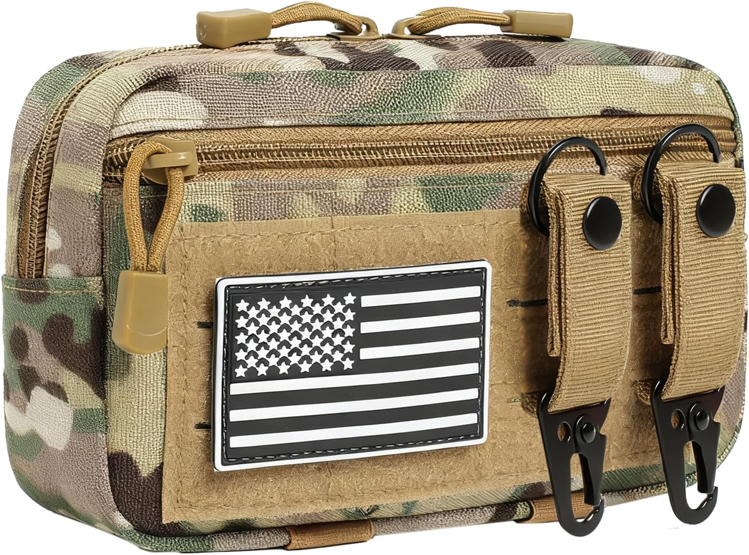 Skiennix Tactical Molle Admin Pouch - EDC Modular Pouch with 2 Keychains & US Flag Patch