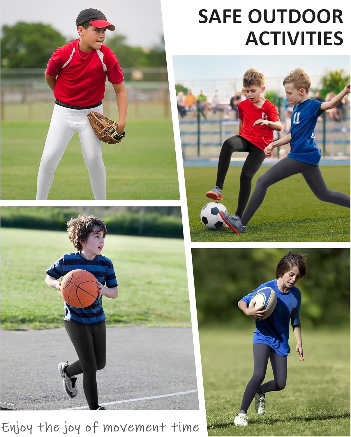 Roadbox Boys Compression Pants - Quick Dry Spandex Leggings for Youth | 2 Pack Tights for Running & Football