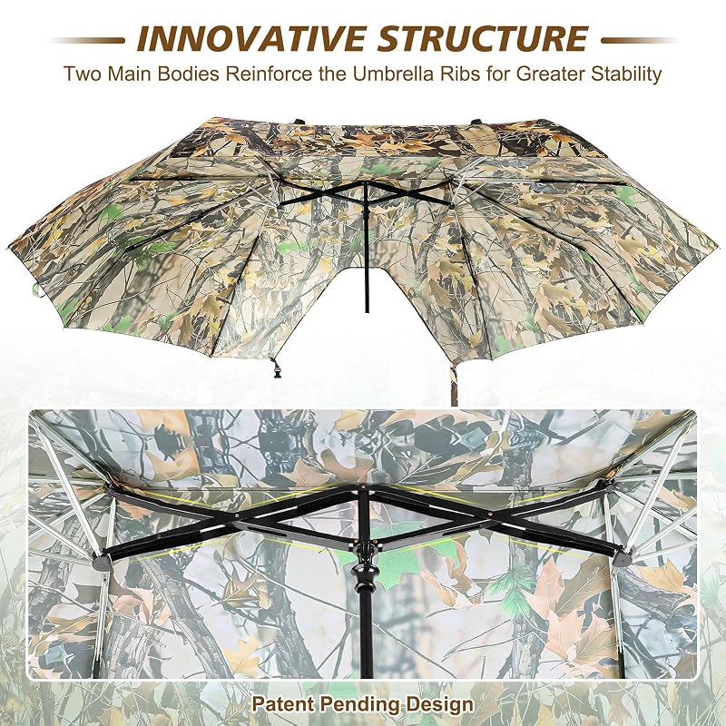 2-Person Tree Stand Umbrella with Heavy-Duty Rod – 60" Wide Weather-Resistant Hunting Cover