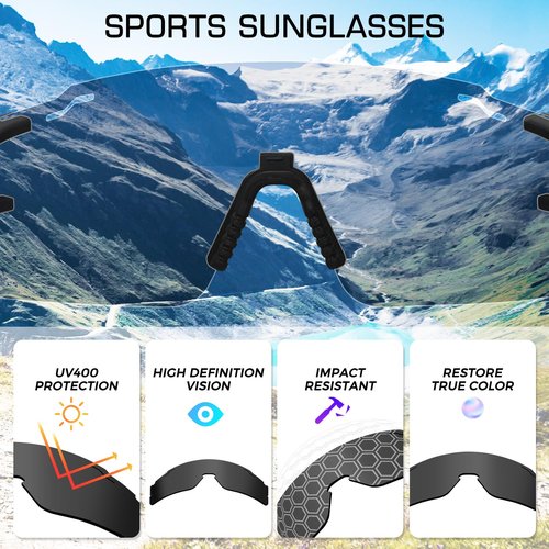SPOSUNE Youth Baseball Sunglasses 3PACK Kids Sunglasses for 6-16 Boys Girls UV400 Protection Softball Cycling Glasses