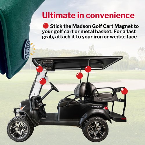 Classic Blade Putter Headcovers with Madson Golf Cart Magnet for Secure Positioning & Quick Access, Protective PU Leather Head Covers, Magnetic Golf Accessories, Golf Cart Accessories (Green - Blade)