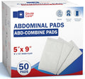 GauzeCare Sterile ABD Combine Pads - Extra Absorbent & Thick Wound Dressings | 50-Pack, 5 x 9 Inches