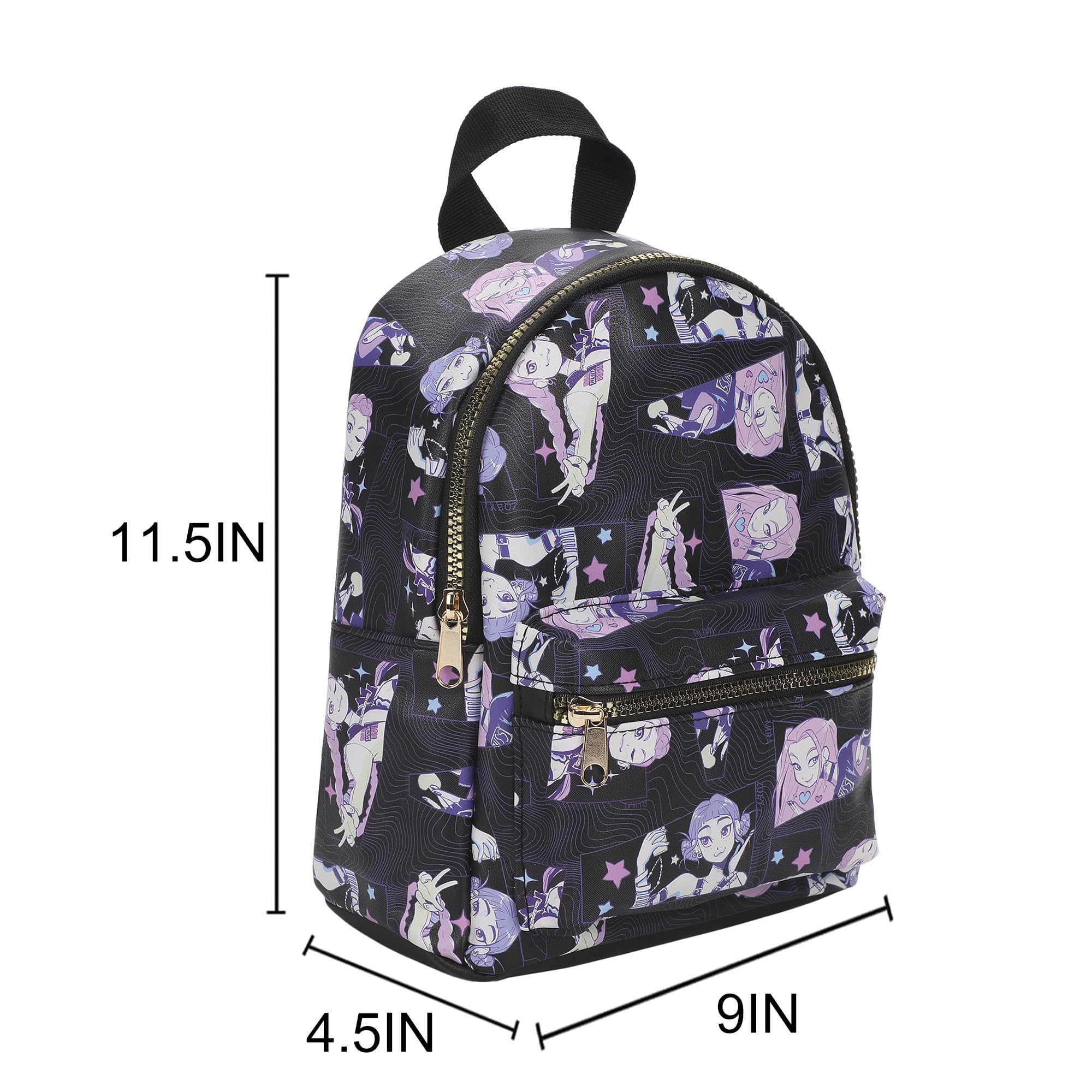 Bioworld KPop Demon Hunters Huntrix AOP Adult Black 11.5" Mini Backpack