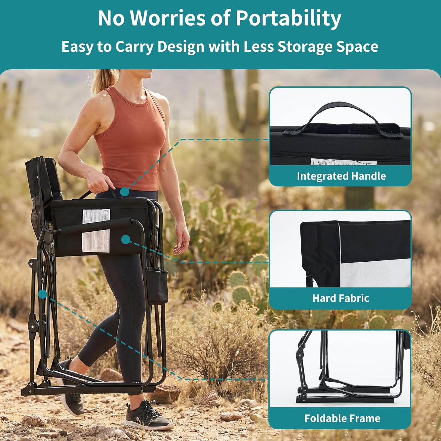 OLIXIS Outdoor Folding Rocking Chair - Portable Camping Chair with Mesh Back & Waterproof Armrests | Black