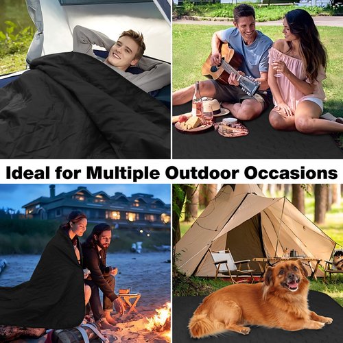 HonyQiShuo Outdoor Waterproof Camping Blanket, Foldable Fleece Stadium Blanket for Outdoor Sports Event, Camping, Picnics, Windproof, Wearable