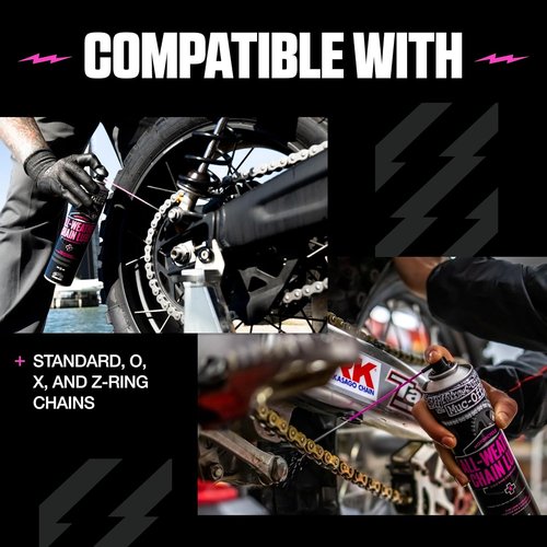 Muc Off All-Weather Motorcycle Chain Lube - Premium 400ml Motorbike Chain Lubricant Spray