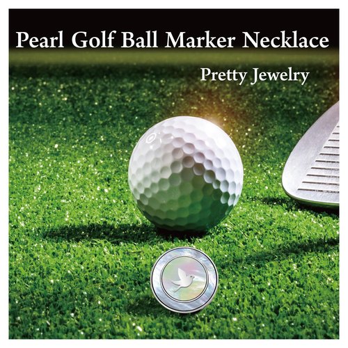 E TRUEE Golf Ball Marker Necklace with Pearl Ball Marker, Golf Accessories, Golf Gifts, Golf Ball Markers for Women